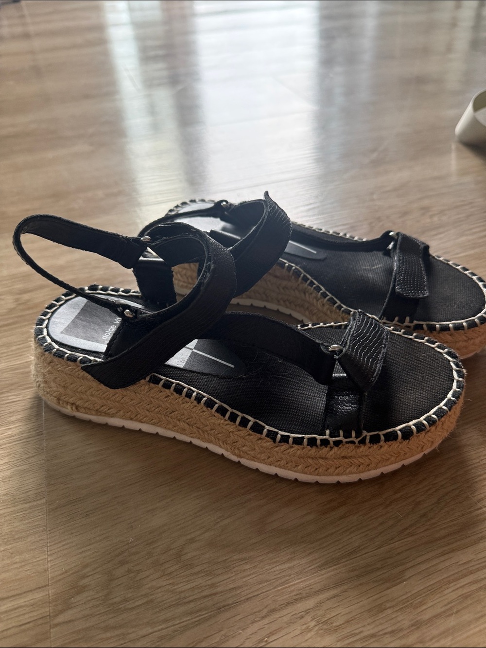Dolce Vita Black Wedge Espadrille Sandals